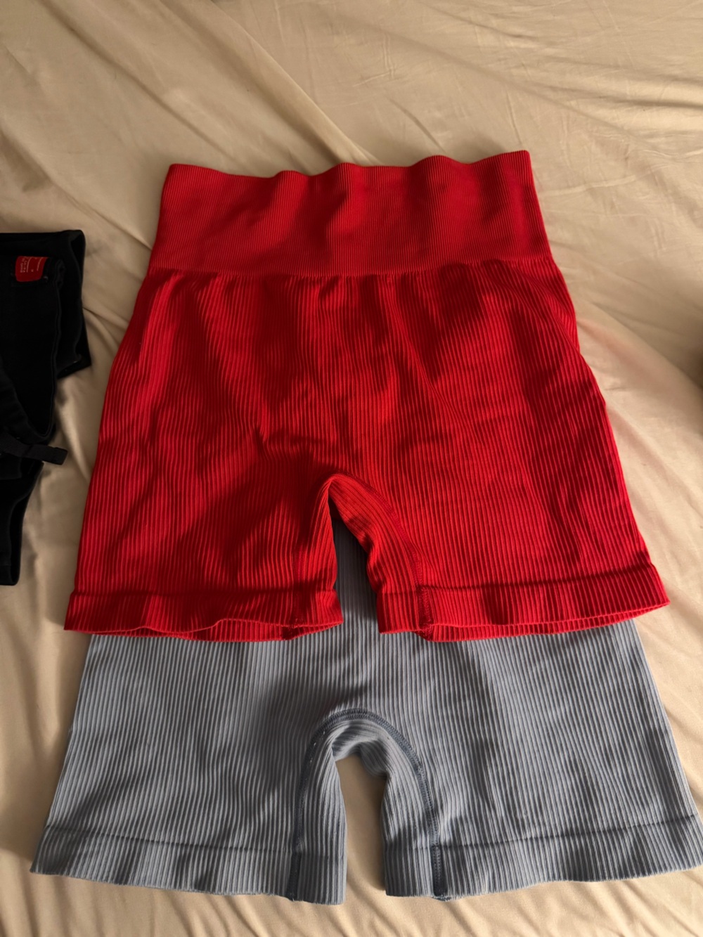 Ribbed High-Waist Women’s Red Biker Shorts